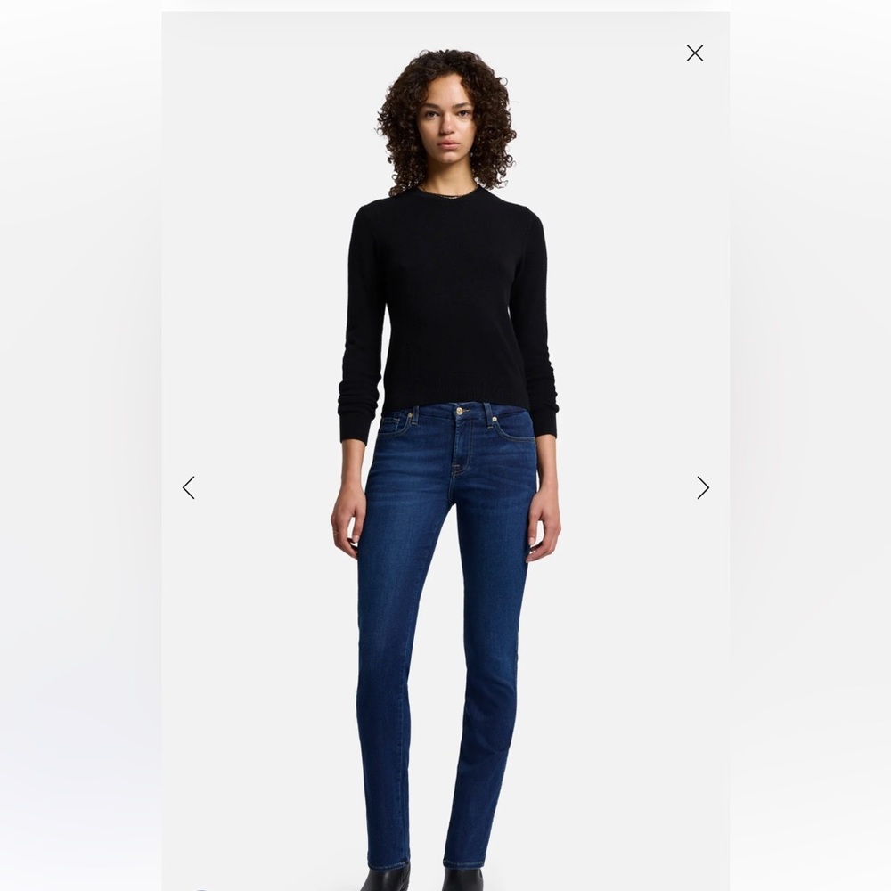 7 For All Mankind Kimmie Straight Leg Medium Whiskered Jean Sz 28 $198